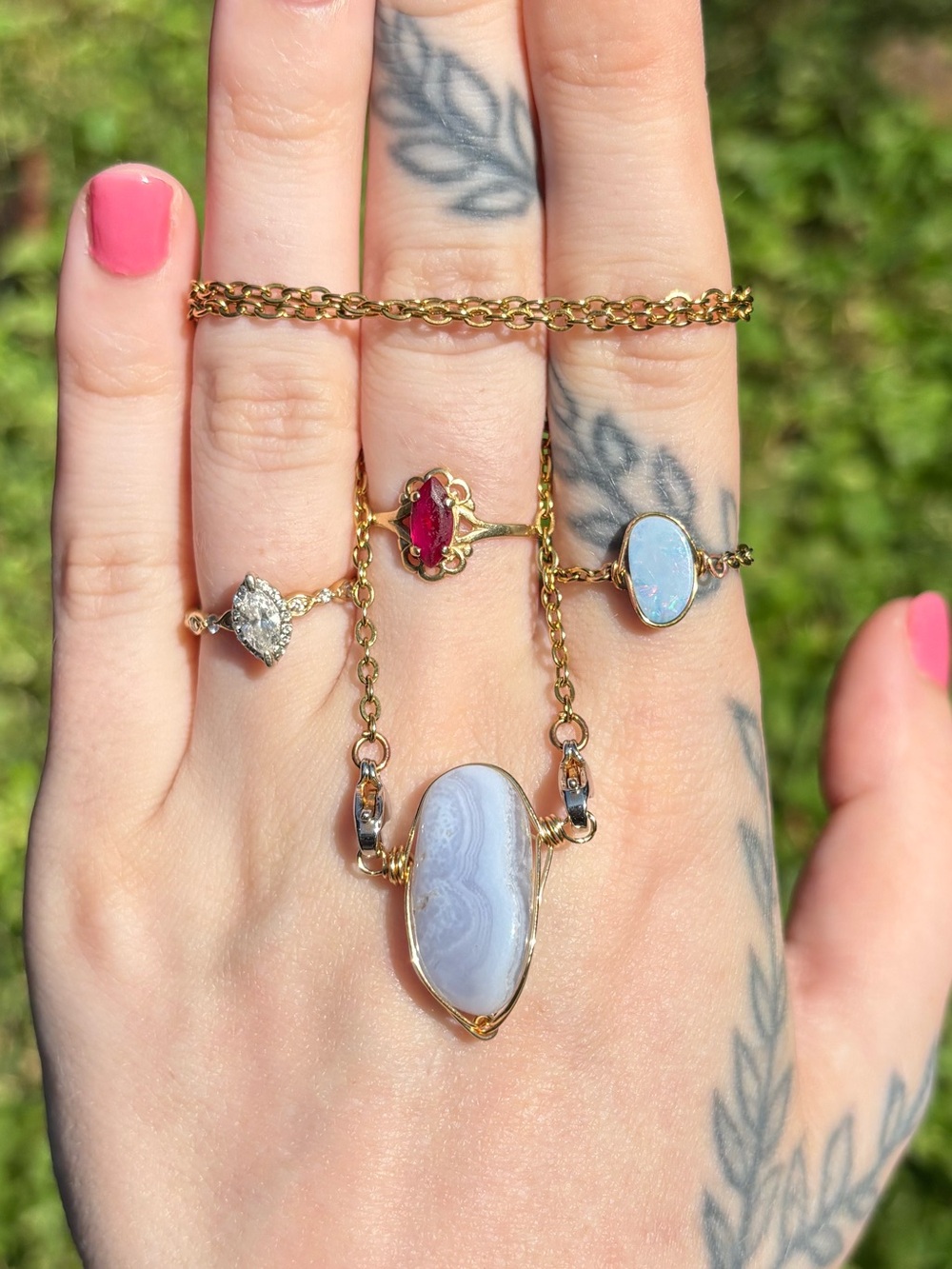 Blue lace agate interchangeable necklace